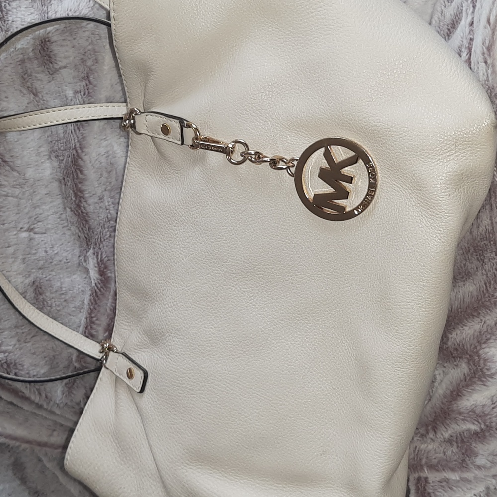 Michael Kors cream leather tote purse